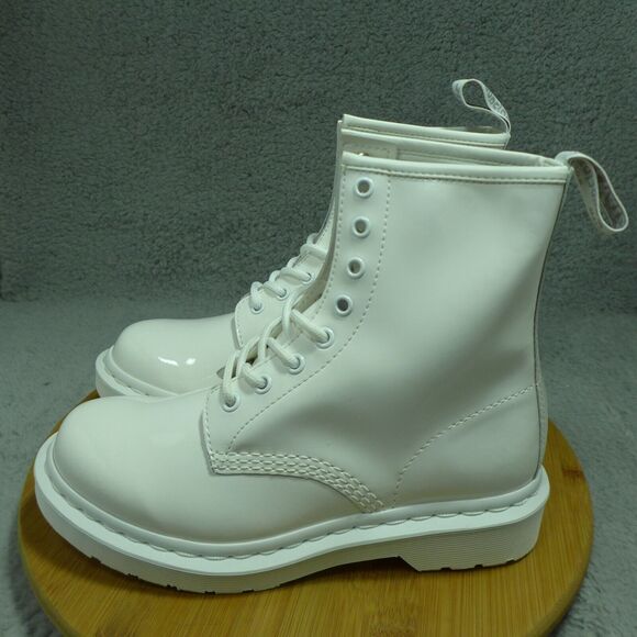 Dr. Martens 1460 Mono White Patent Leather Boots Woman's Size 7 26728100 - Picture 4 of 10